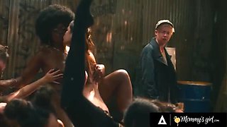 Lesbian Orgy with Big Tits MILFs - Rough Strap-On, DP, and Face Fucking