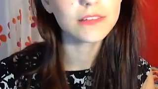 Small titted brunette teen fingering on the bed