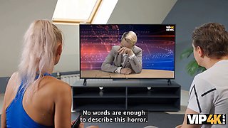 Malusha & Moonlmp get wild with a Russian babe on the couch