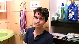 Beautiful cute czech boy jerking off big dick