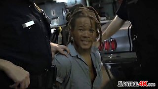 Busty MILF Cops with Phat Asses in Tight Uniforms Deliver Steamy Double Blowjob to Plump