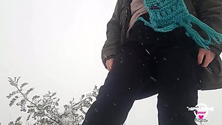 Nippleringlover Horny Milf Pissing Outdoors In Snow Flashing Pierced Pussy And Huge Pierced Nipples