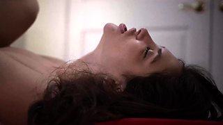 Attractive brunette teenager with big boobs fingering pussy