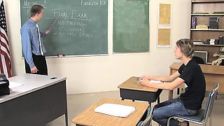Angry teacher spank student and penetrate his tight ass for