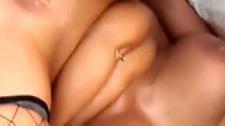 Insatiable Blonde in Fishnets Sucking Cock Wildly