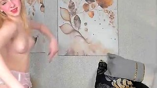 Curly Blonde Teen Records Solo Dildo Masturbation More at