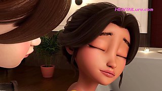 Personal Service ● Restaurant Bliss: Busty Waitress Sucks Shemale Cock Under Table