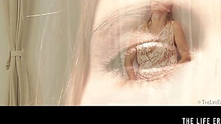 Tracy Blonde Lace Tease On White Sofa