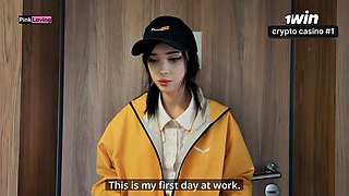 Hentai Cosplay Courier Rubs to Squirt on Pizza Delivery