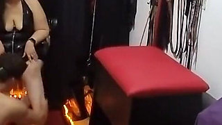 Piss Drenched Masked Slave Worships Dominant Brunette Goddess
