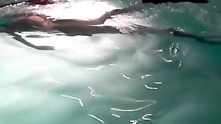 Night Swim in Latex Swimsuit & Full Face Mask