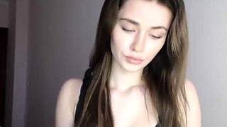 Beautiful teen brunette Jessica Sinn masturbates