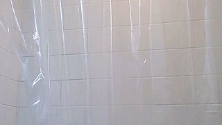 Ebony girl showers her big ass amp masturbating