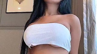 Horny busty blonde babe with big boobs