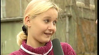 Blonde teen gets naked at vintage casting
