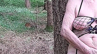 Granny Is Masturbating in the Woods!
