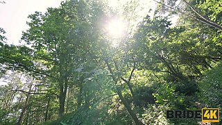 Cheating black bride gets creampie at the forest