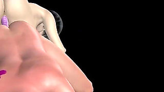 Animated 3D Porn - Beautiful Girl and Asian Man Double Dildo Doggy While Man Stroking