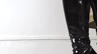 Shoeplay in Extreme High Heel Thigh High Boots and Pantyhose (shoe Collection) - Dame Olga
