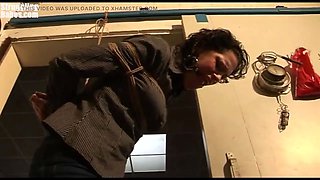 Steffi Dangling on Rope Tightly Ballgagged