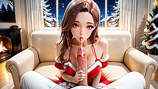 Ai Cartoon - Mrs. Claus Wants to Taste a Young Cock While Santa Claus Distributes the Presents