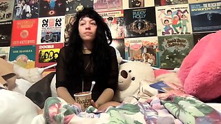 Cute curly brunette solo webcam masturbation