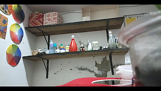 Secretly Filming My Chubby Mexican in a Thong