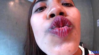 Thai beauty gives sensual HD POV BJ in intimate closeup