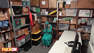 Nasty officer feeding an arab teen with pulsating sausager