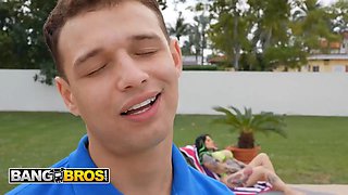 Bangbros - pool fellow johnny's horny desire comes true when sexy xwife karen asks him for a quick pound