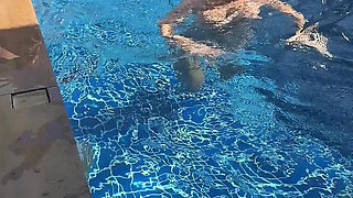 Pool Day: Busty Wife Having Fun with Her Lover. Big Tits, Sun and Big Cock