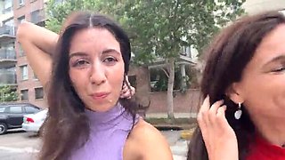 Katty West & Kate Rich: Neighbors Ask for Facial Cum Walk in Public - Amateur Brunette POV
