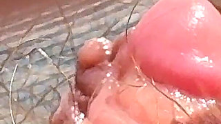 Amateur Hairy Girl Mastubates in Closeup with Huge Clit
