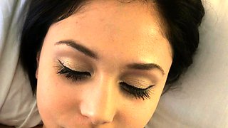 Brunette slut with perfect big boobs is alone