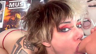 Goth with Long Tongue Spit Fetish Drooling