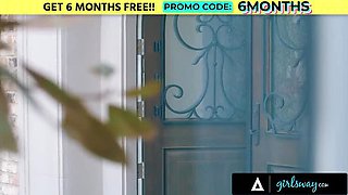 GIRLSWAY - Valentina Nappi & Katrina Colt Secret Makeout Turns Into Wild Strap-On Lesbian Action While Hubby's Gone