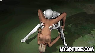 Hot 3D cartoon blonde getting fucked hard by an alien