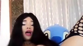 Melissa Caro Mejia Anal Dildo Play In Fishnet