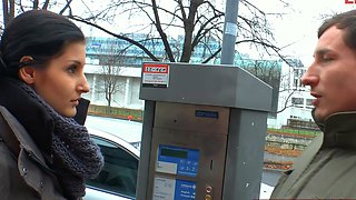 Super skinny German teen makes street sex casting