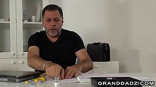 Lara West seduces old doctor Philippe Soine to fuck her