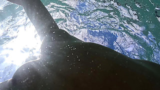 Naked MILF Swimming with Anal Plug Underwater