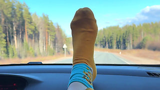 Feet on the dashboard