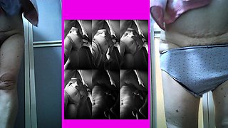 Ugly mother Yoriko, 73 years old, undressing, 3 screen voyeu