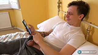 What happens when Amy Goodhead, 62, catches her step-son jacking off to her porn? She fucks him!