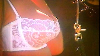 Busty babe in red high heels masturbates solo
