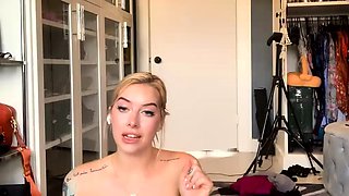 Big Boobed Blonde Masturbates With A Dildo In The Bathroom