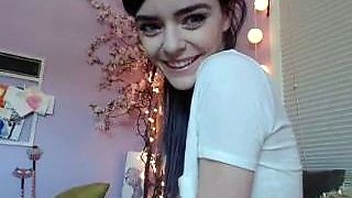 Cute curly brunette solo webcam masturbation