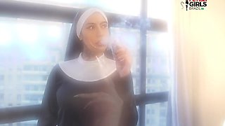 Two Perverted And Very Hot Nuns With A Priest With A Big Dick