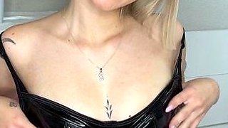 Perfect blond making solo masturbation