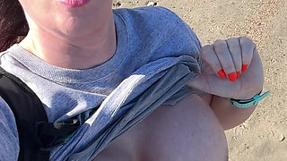 Tits, Hairy Pussy and Ass Out on the Beach!!